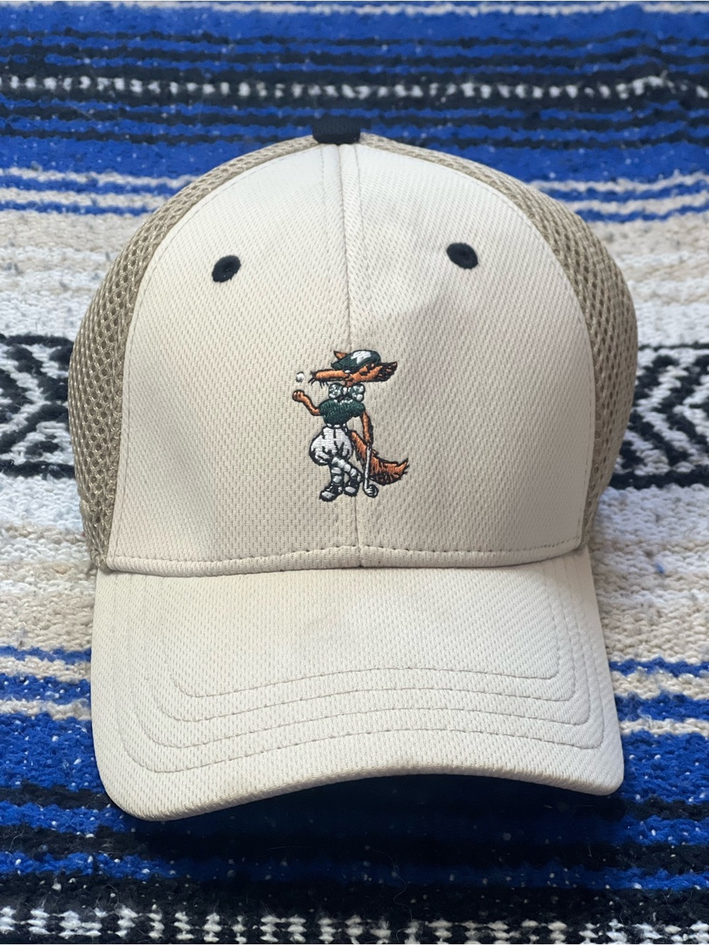 Beige Trucker Cap with Golfing Fox Embroidery